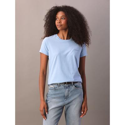 Camiseta Calvin Klein Jeans Feminino Micrologo Peito - Azul Claro