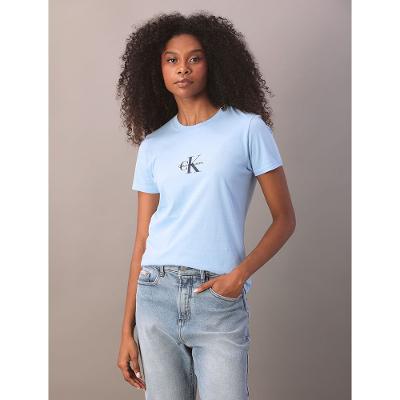 Camiseta Calvin Klein Jeans Feminino Reissue Centralizado - Azul Claro