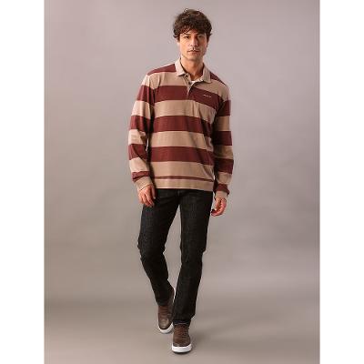 Polo Manga Longa Calvin Klein Jeans Masculino Rugby Listrada - Caqui Medio