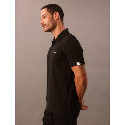 Polo Masculina Calvin Klein Manga Curta Logo Silver Jersey - Preto
