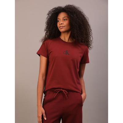 Camiseta Manga Curta Calvin Klein Jeans Feminino Rubber Patch - Bordo
