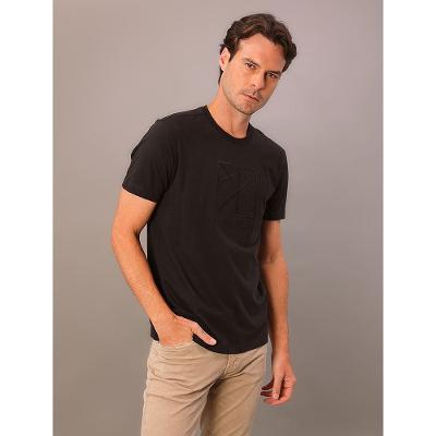 Camiseta Manga Curta Calvin Klein Masculino Aop Emblem Bordado - Preto