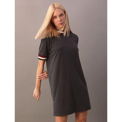 Vestido Calvin Klein Jeans Feminino Punhos Retilinea Frisos - Chumbo