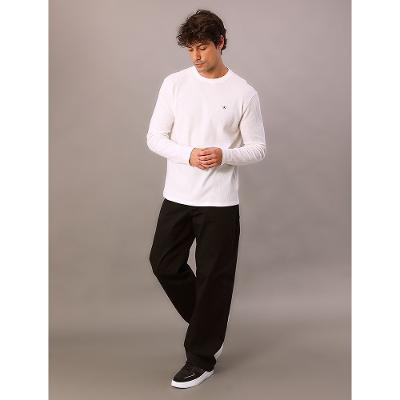 Camiseta Manga Longa Calvin Klein Jeans Masculino Quadrile - Off White