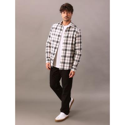 Camisa Calvin Klein Jeans Manga Longa Overshirt Flanel Check - Off White