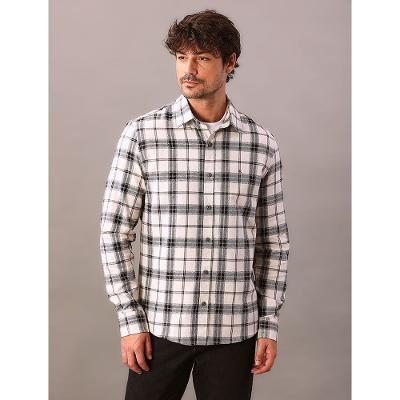 Camisa Calvin Klein Jeans Manga Longa Overshirt Flanel Check - Off White