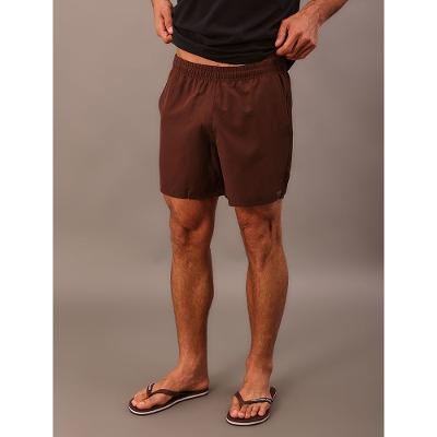 Shorts Elastico Liso Com Logo Lateral - Marrom