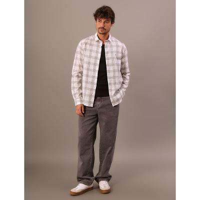 Camisa Manga Longa Calvin Klein Jeans Slim Melange Check - Branco