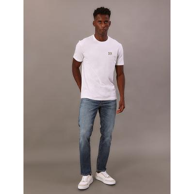 Calça Jeans Slim Filigrana Embossed - Azul Médio