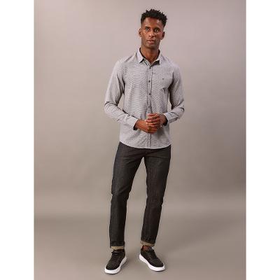 Camisa Manga Longa Slim Calvin Klein Jeans Micro Vichy - Preto