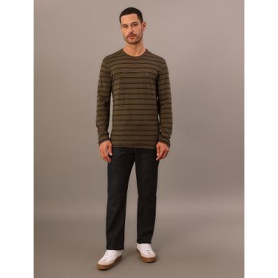 Camiseta Manga Longa Calvin Klein Jeans Masculino Malhão Listrado - Militar