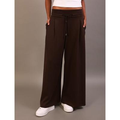 Calça Calvin Klein Jeans Feminino Pantalona Com Pregas - Marrom