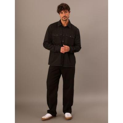 Camisa Jeans Calvin Klein Manga Longa - Preto