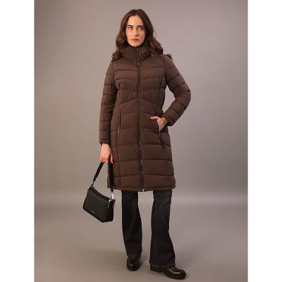 Jaqueta Longa Calvin Klein Jeans Feminino Matelassê Com Capuz - Chumbo