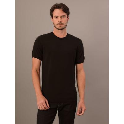 Camiseta Manga Curta Masculino Tricô - Preto