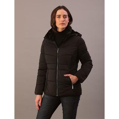 Jaqueta Calvin Klein Jeans Feminino Gola e Capuz Removivel - Preto