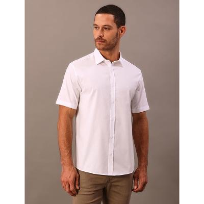 Camisa Manga Curta Oxford Com Elastano - Branco