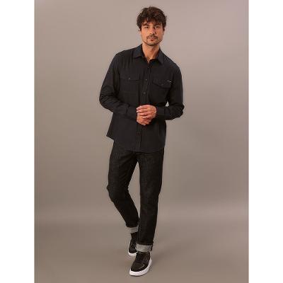 Camisa Manga Longa Calvin Klein Jeans Sarja Com Bolsos - Marinho