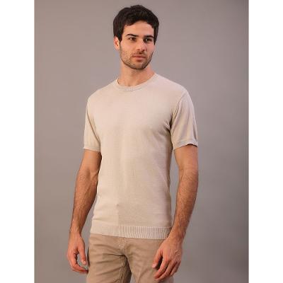 Camiseta Manga Curta Masculino Tricô - Caqui Claro