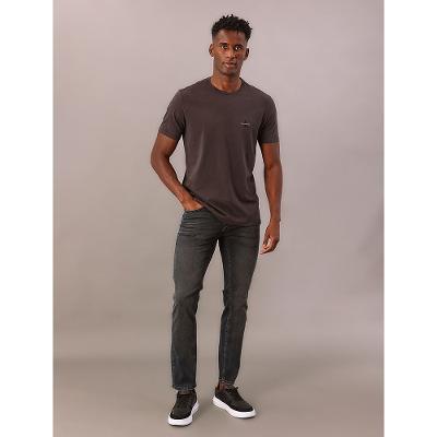 Camiseta Manga Curta Calvin Klein Jeans Masculino Reissue Peito - Chumbo