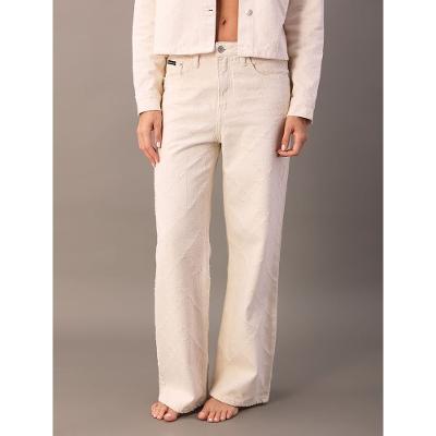 Calça Color Feminina Wide Leg Estampa a Laser - Off White