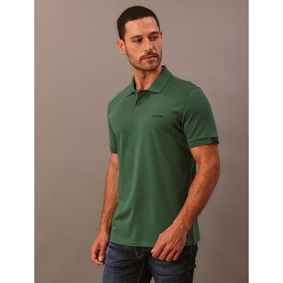 Polo Masculina Calvin Klein Manga Curta Logo Silver Jersey - Floresta