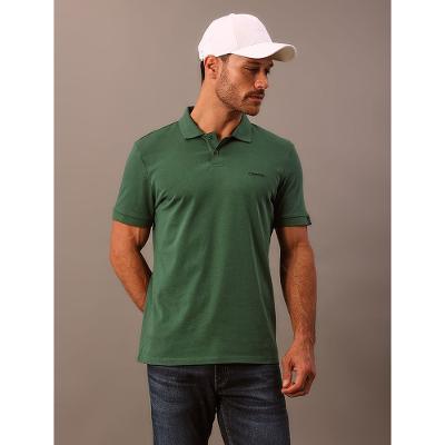 Polo Masculina Calvin Klein Manga Curta Logo Silver Jersey - Floresta