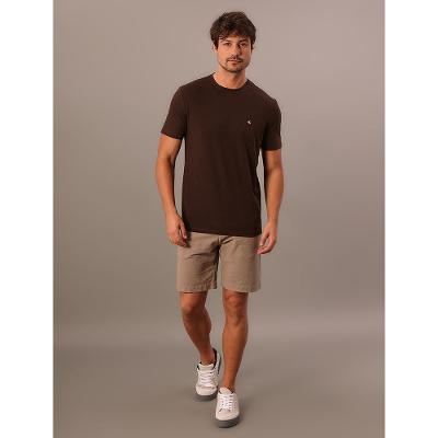 Camiseta Manga Curta Calvin Klein Jeans Masculino Botonê - Marrom