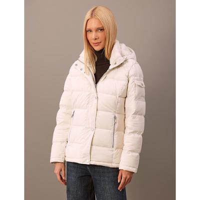 Jaqueta Calvin Klein Feminina Down Matelassê Botões e Capuz - Off White