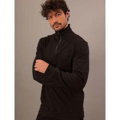 Moletom Calvin Klein Jeans Masculino Meio Ziper Calvin Klein Bordado - Preto