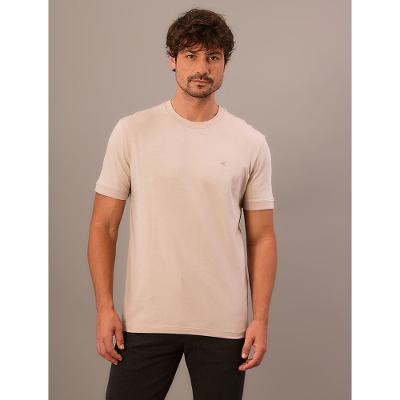 Camiseta Manga Curta Calvin Klein Jeans Masculino Malhão Com Punhos - Caqui Claro