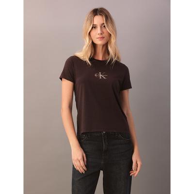 Camiseta Calvin Klein Jeans Feminino Organic Frase - Havana
