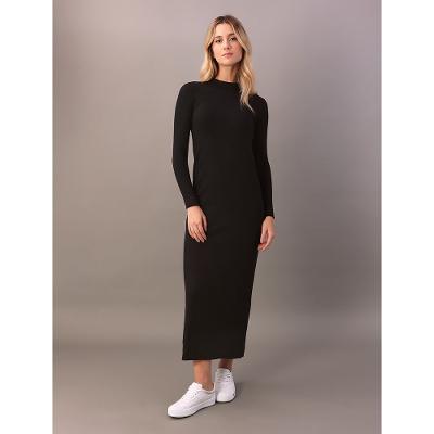 Vestido Manga Longa Calvin Klein Jeans Feminino Rib Trançador - Preto