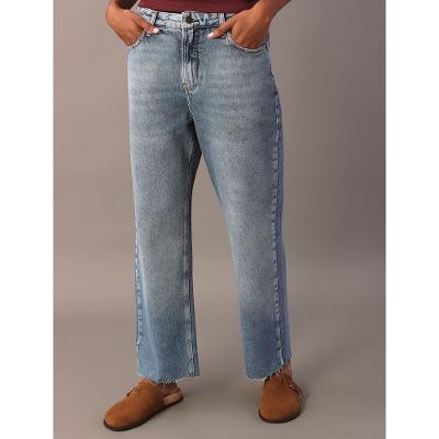 Calça Jeans Cropped Feminina Straight 5 Pockets - Azul Médio