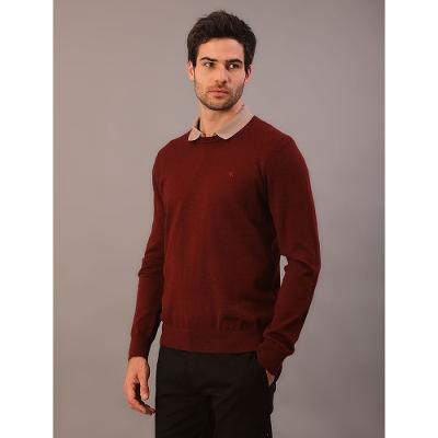 Suéter Calvin Klein Manga Longa Extrafino Merino Blend - Bordo