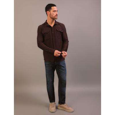 Camisa Manga Longa Calvin Klein Jeans Masculino Bolsos Cargo - Marrom