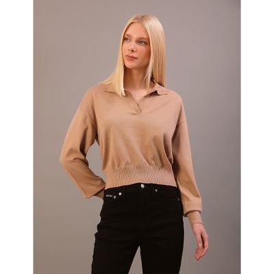 Suéter Calvin Klein Jeans Feminino Manga Longa - Caqui Medio