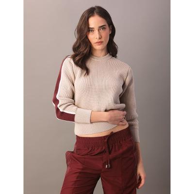 Tricot Calvin Klein Jeans Feminino Faixa Lateral Contrastante - Caqui Claro