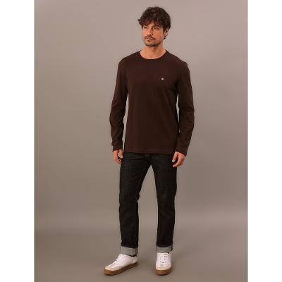 Camiseta Manga Longa Calvin Klein Jeans Masculino Calvin Klein Bordado - Cafe