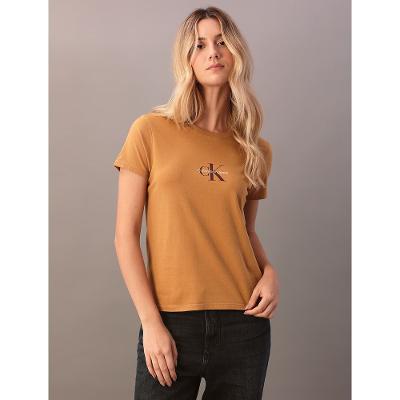 Camiseta Calvin Klein Jeans Feminino Reissue Centralizado - Havana