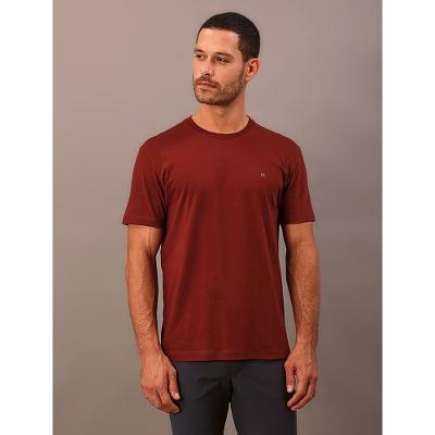 T- Shirt Manga Curta Meia Malha - Bordo