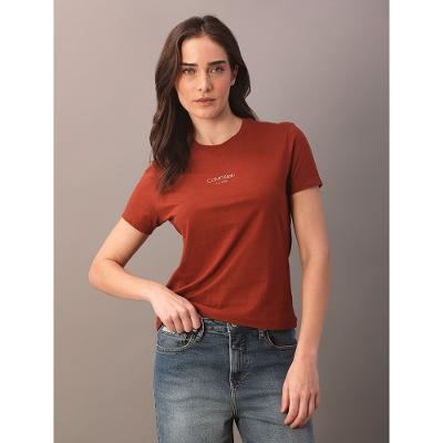Camiseta Calvin Klein Feminina Logo Foil - Ferrugem