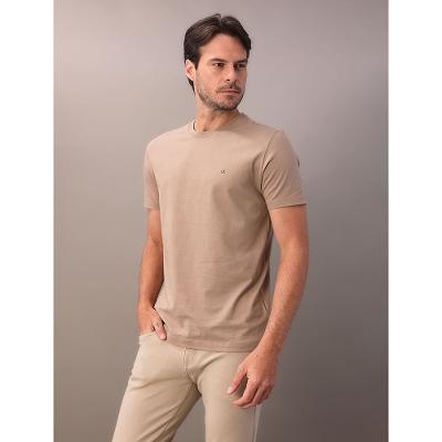 T- Shirt Manga Curta Meia Malha - Caqui Medio