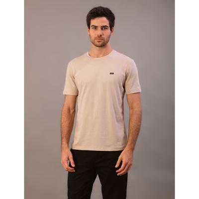 Camiseta Manga Curta Calvin Klein Masculino Algodão Egípcio - Caqui Claro