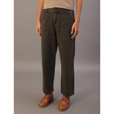 Calça Color Feminina Barrel Bolso Faca - Militar