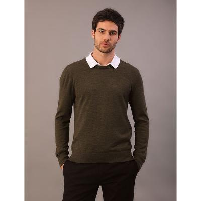 Suéter Calvin Klein Manga Longa Extrafino Merino Blend - Oliva