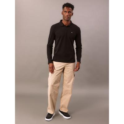 Polo Manga Longa Calvin Klein Jeans Regular Calvin Klein Bordado - Preto