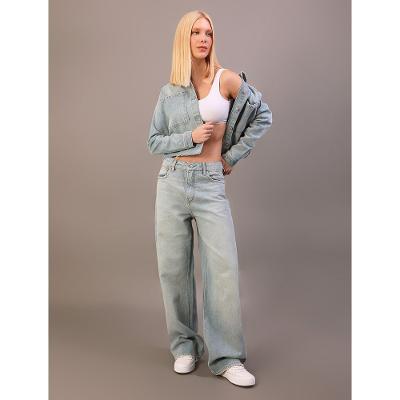 Calça Jeans Feminina Baggy 5 Pockets - Azul Claro