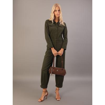 Macacão Calvin Klein Jeans Feminino Manga Longa Sarja - Militar