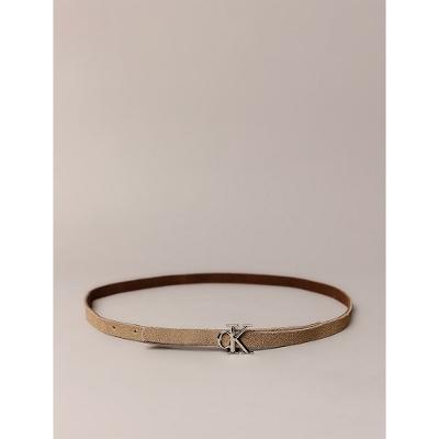 Cinto Fino Calvin Klein Jeans Feminino Double Face Fivela Ck - Caqui Medio